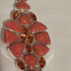 BIG ARIZONA RED COPPER MOJAVE TURQUOISE BRACELET WITH CITRINE.